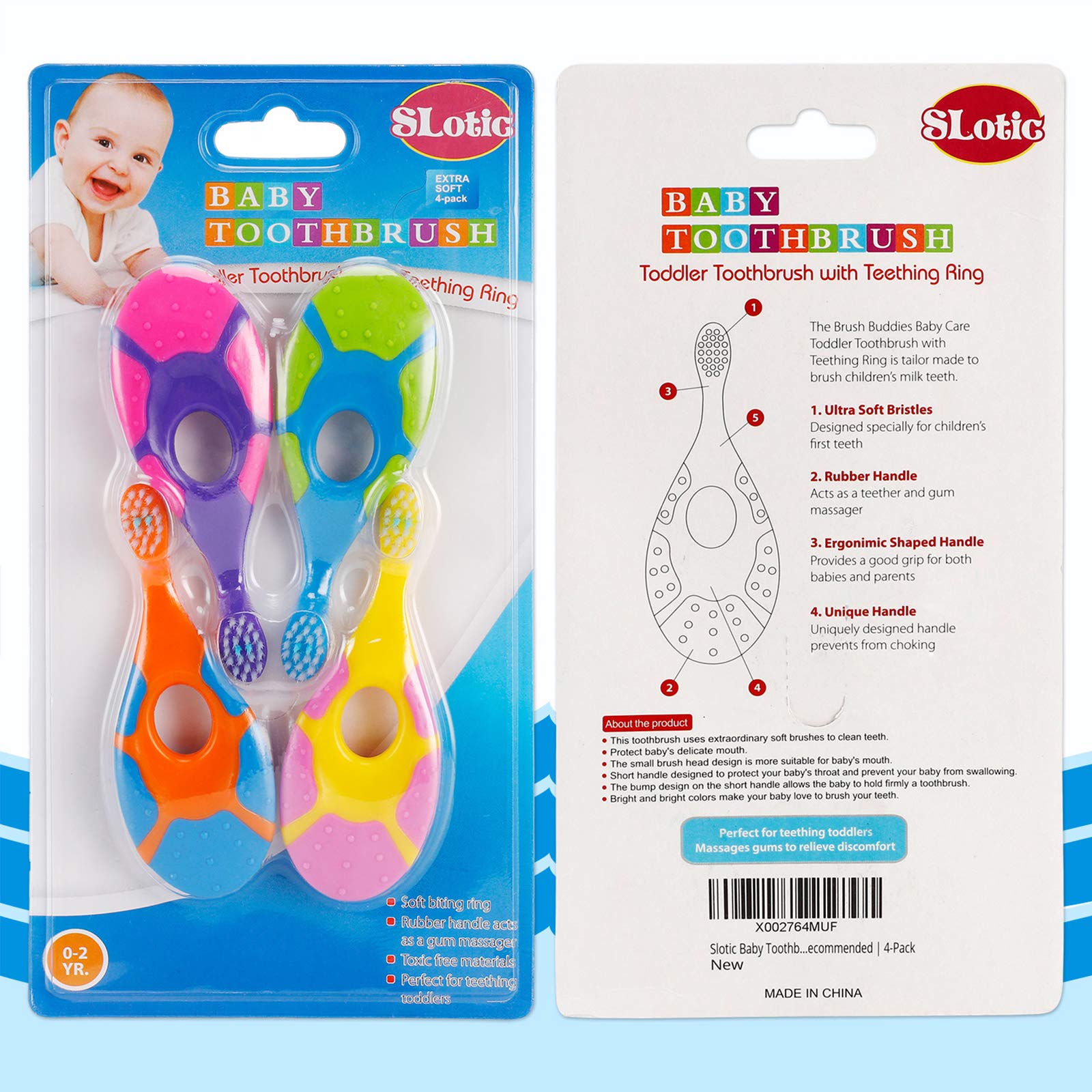 Ergonomic handle with grip ring for safe baby brushing