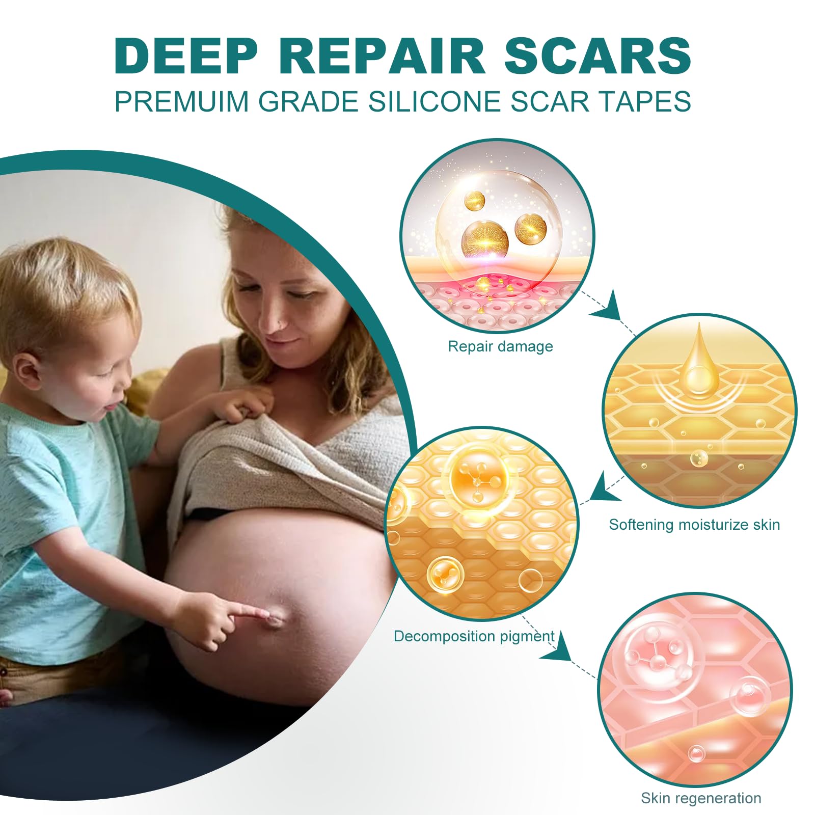 SLUKHIG silicone scar sheets invisible-application shows clear scar coverage on skin.