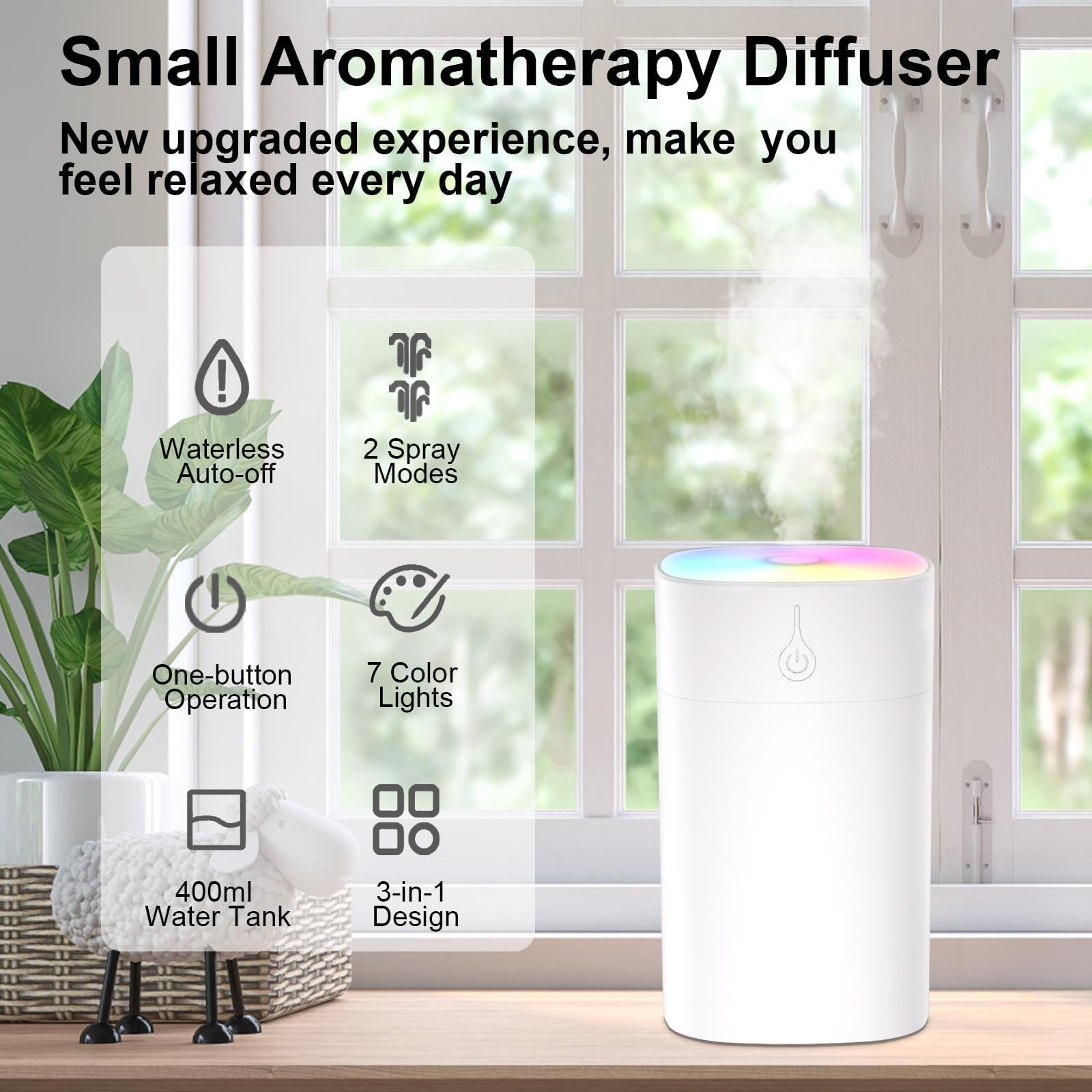 USB powered aroma diffuser with one-button control