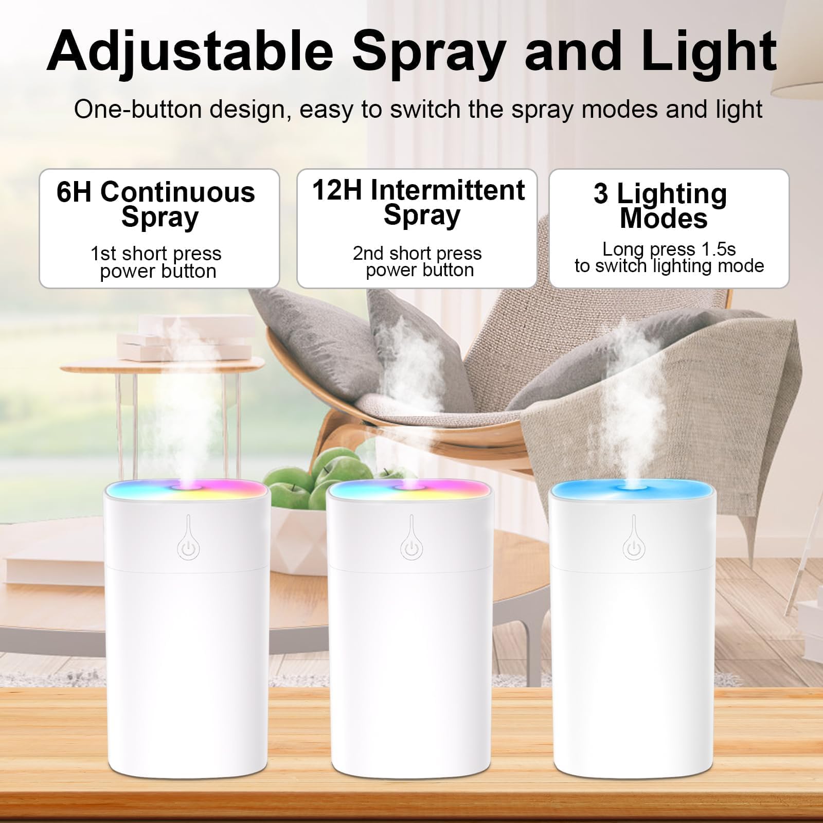 7-color gradient night light in operation