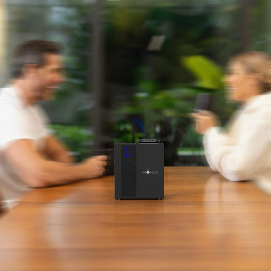 App-controlled aroma diffuser interface displayed on a smartphone