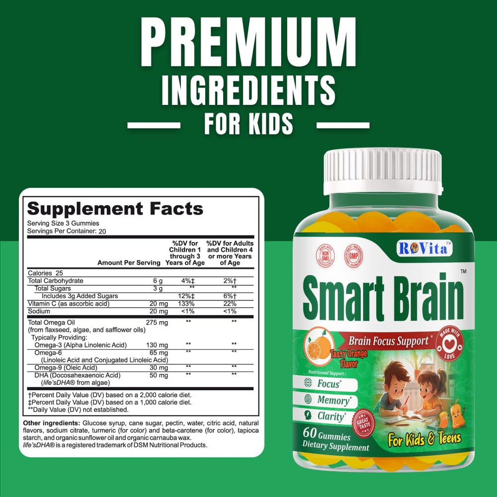Smart Brain Focus Gummies for kids and teens – packaging and product visuals