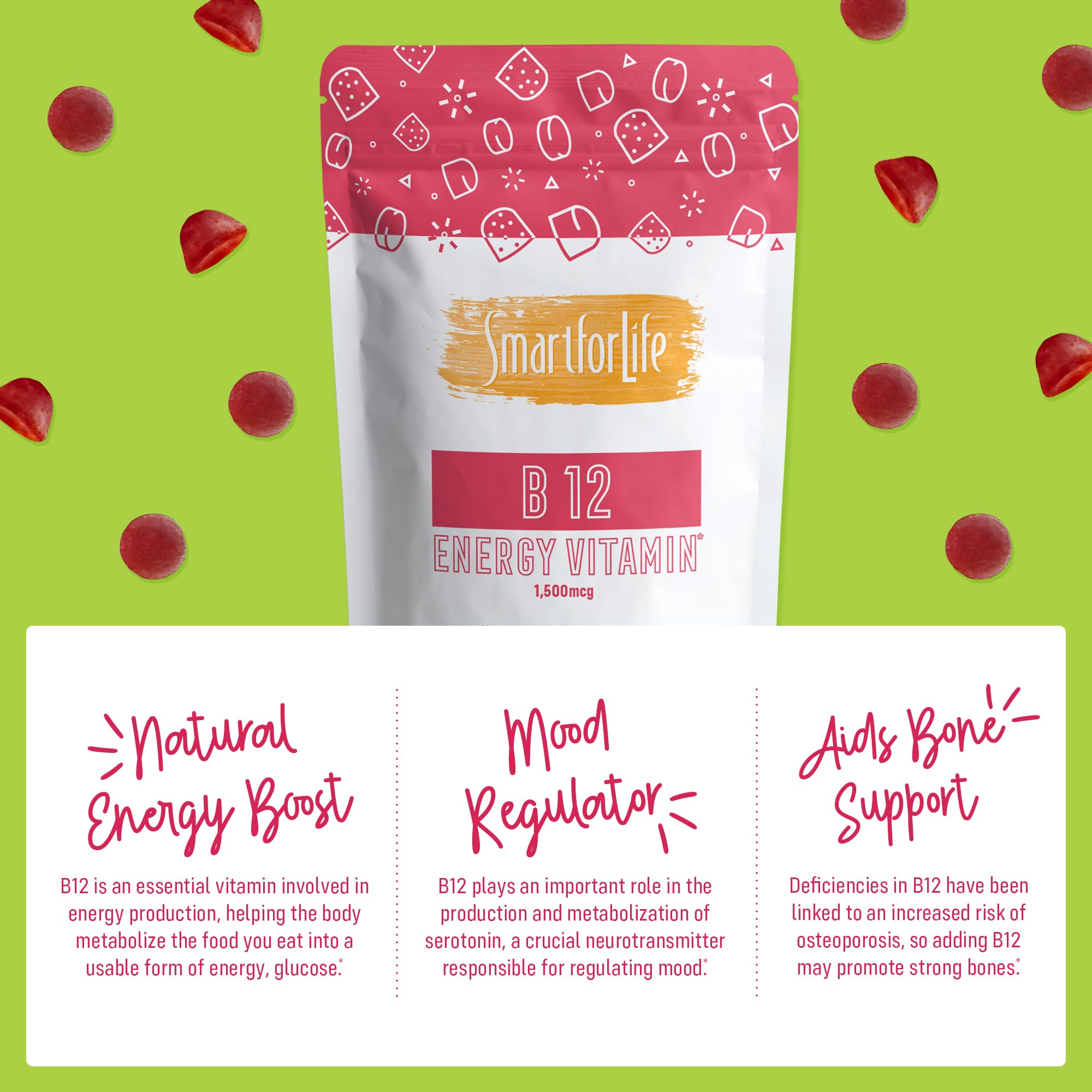 B12 Gummies bottle showing raspberry flavor
