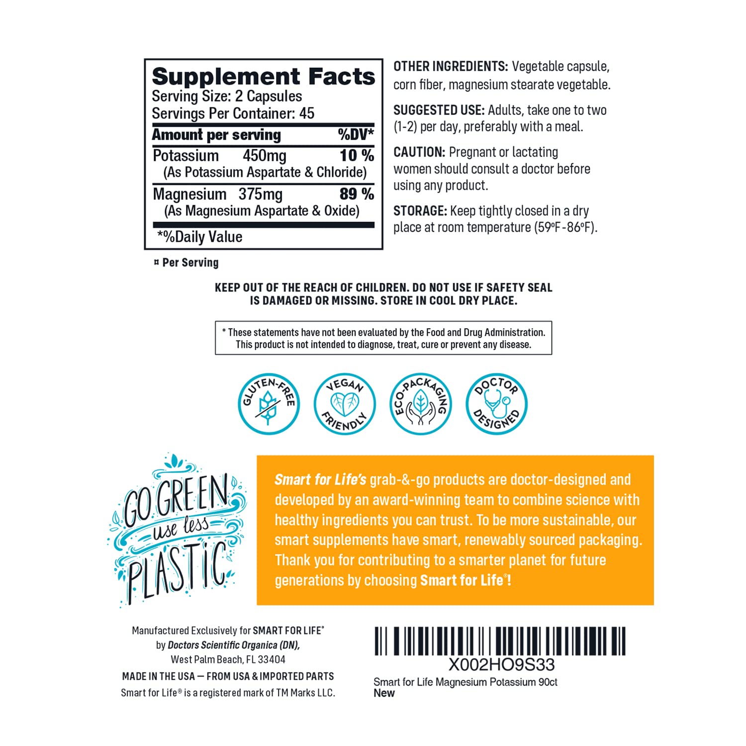 Manufactured in USA in SQF Level 2 Certified Facility badge