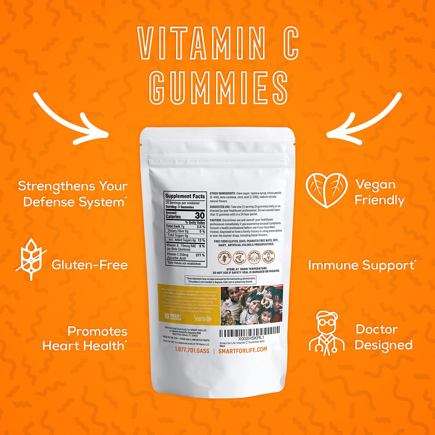 Natural orange flavor Vitamin C vegan gummies