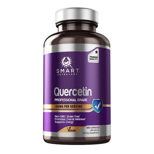 Smart Nutra Labs Quercetin 1000mg bottle back showing supplement facts