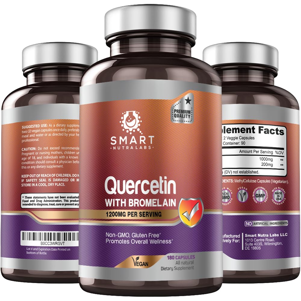 Smart Nutra Labs Quercetin with Bromelain bottle and capsules