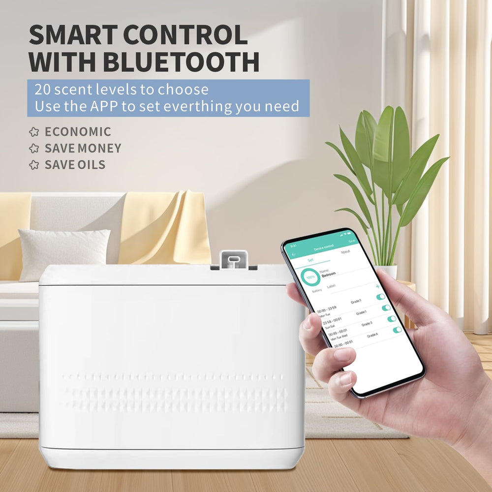 Diffusion nozzle and built-in fan for large rooms