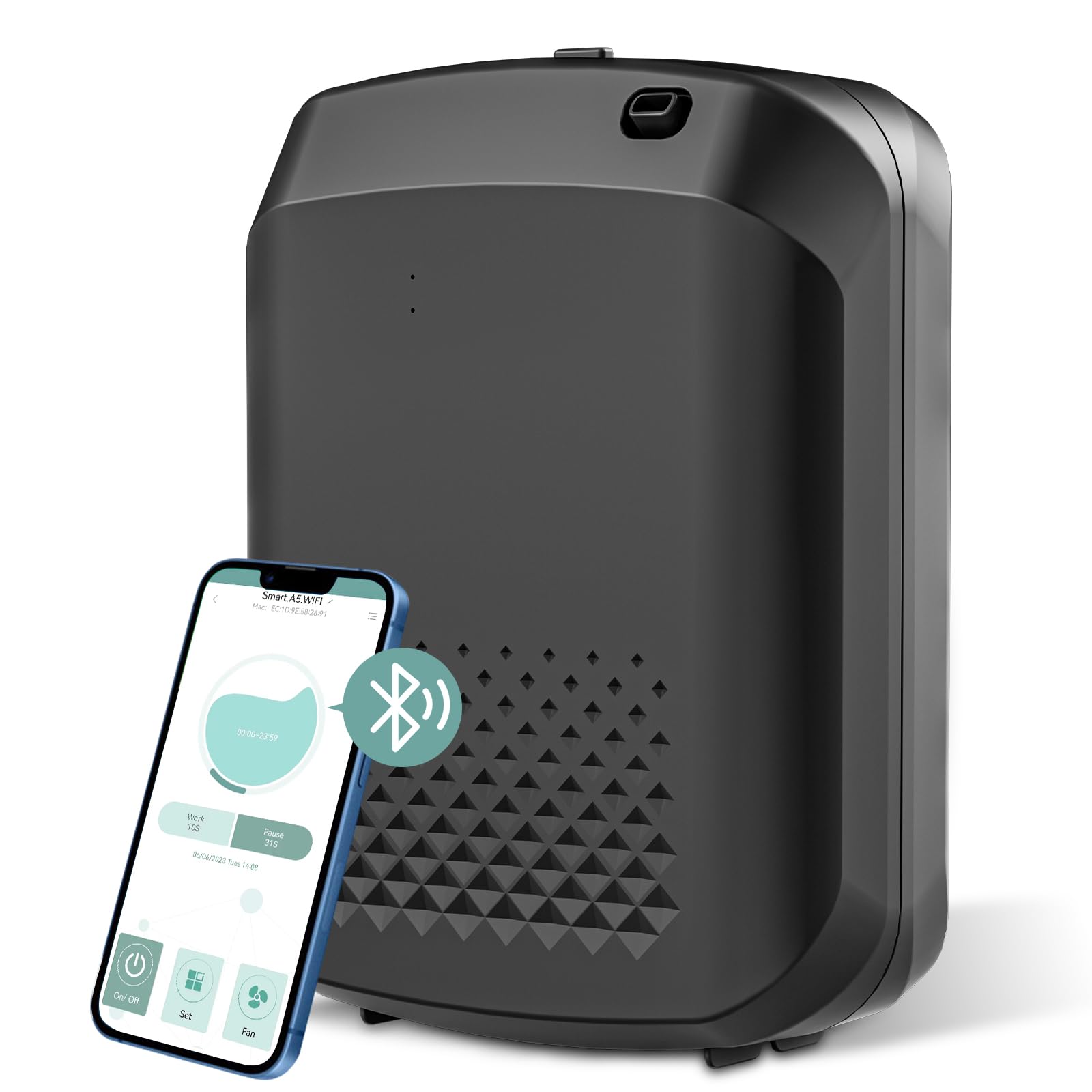 Smart Scent Air Machine for Home in black with wall mount plate