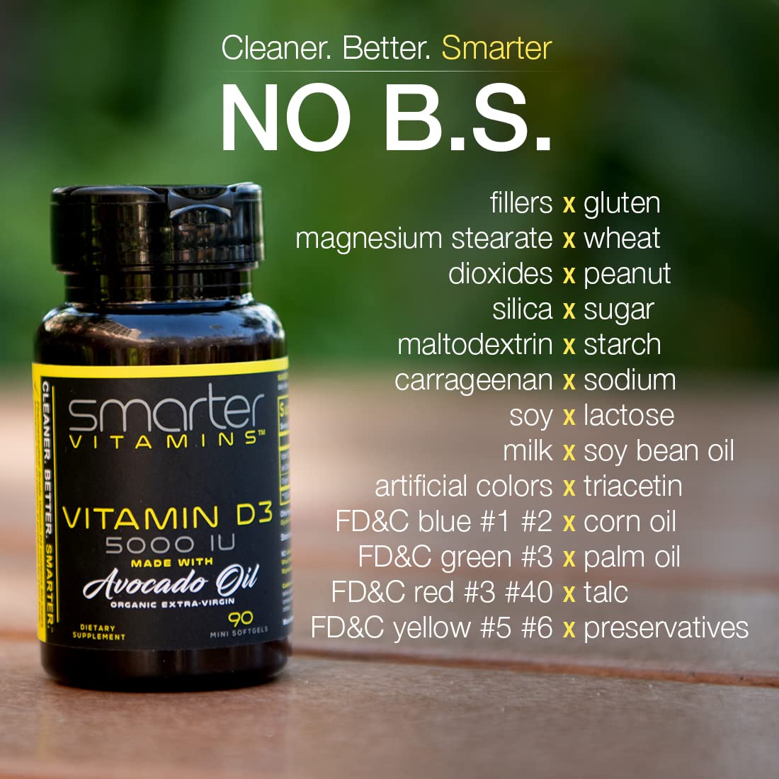 Bottle containing 90 mini softgels of Smarter D3 5000 IU