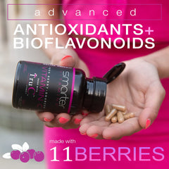 Close-up of 11-berry TruC blend ingredients including acai, acerola, amla, goji