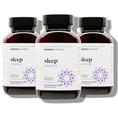 Front bottle of Smarter Sleep Melatonin dissolvable tablets with Lactium and mint flavor