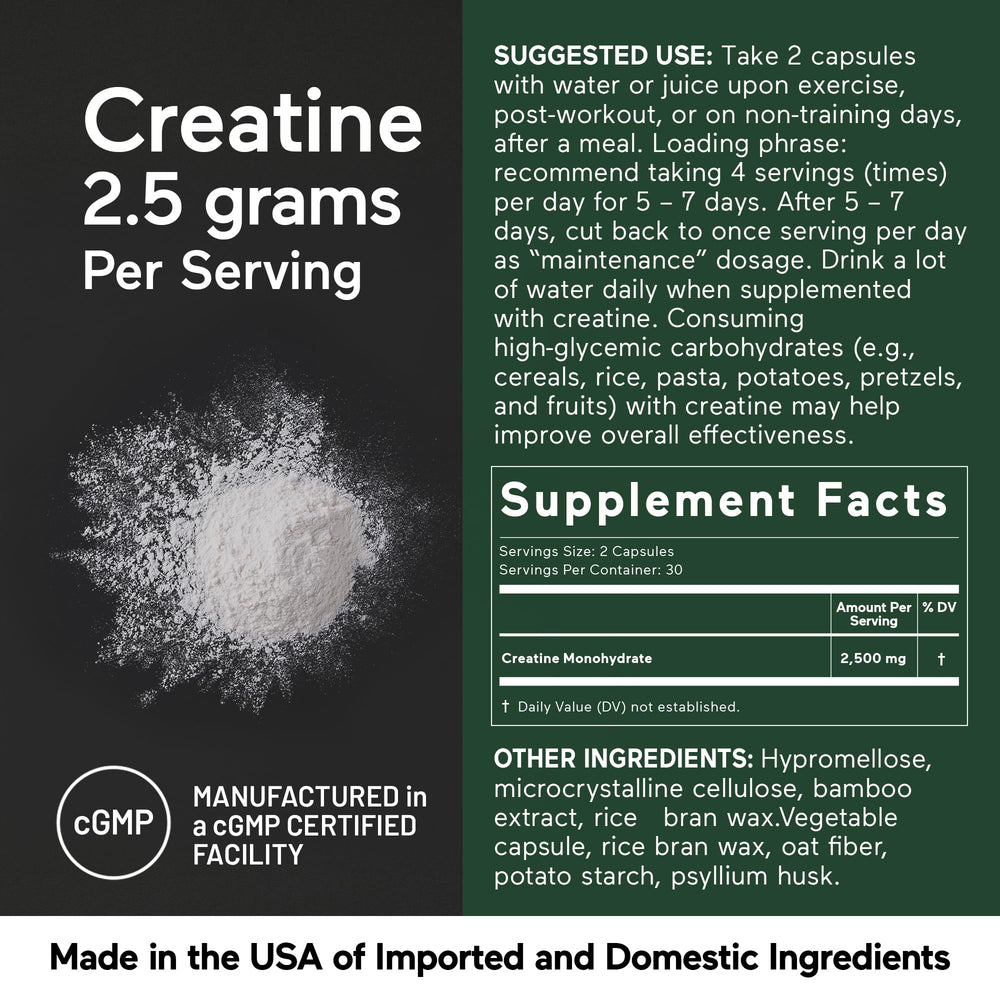 60-count bottle of vegan creatine monohydrate pills