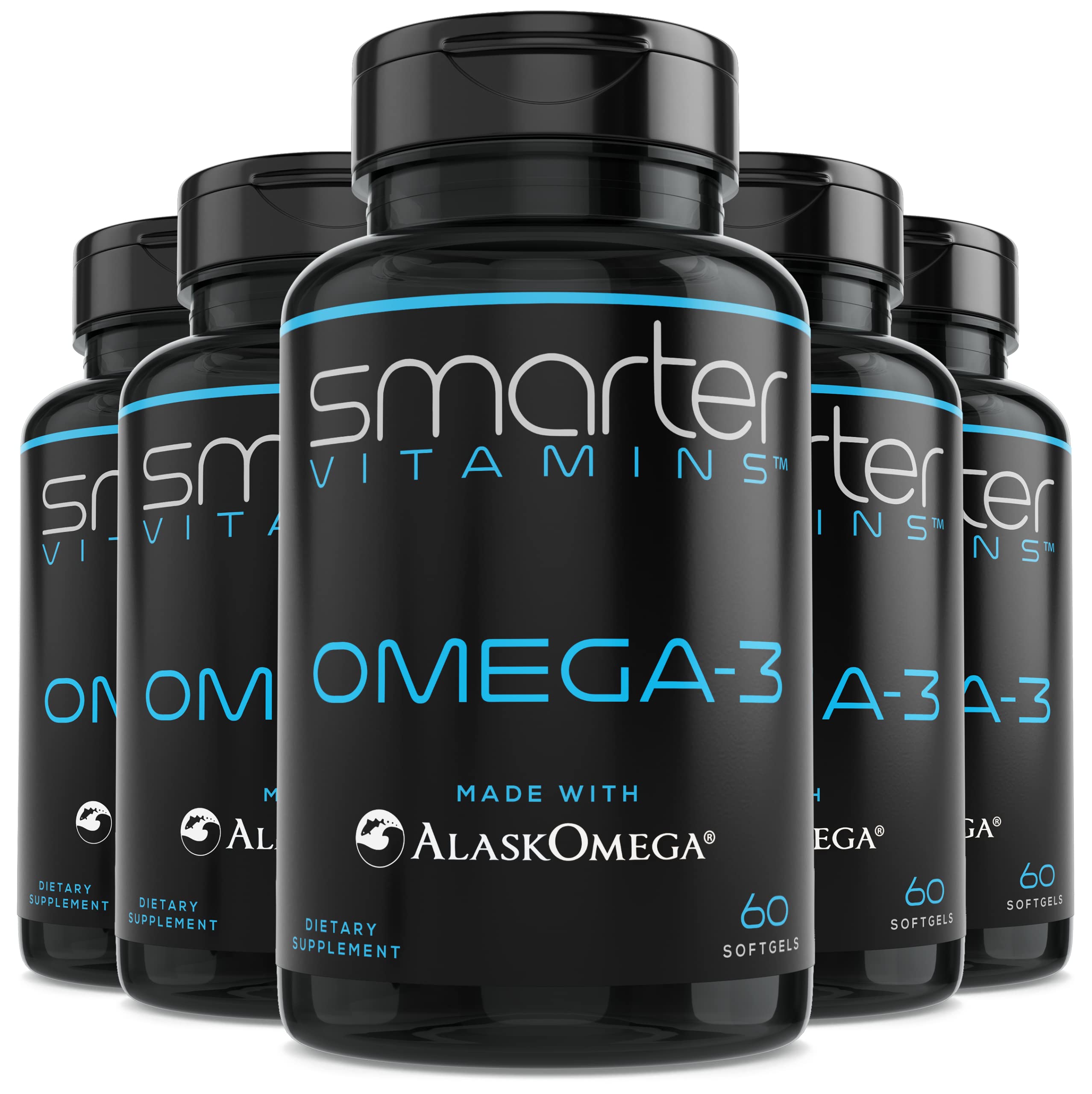 SmarterVitamins Omega-3 berry bottle; burpless, tasteless daily support.