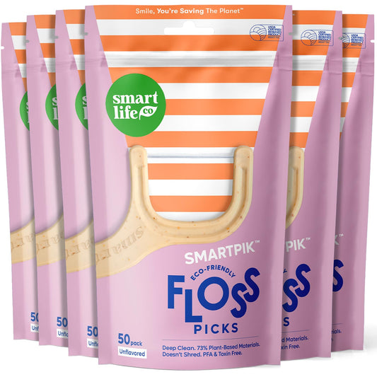 SmartLifeco floss picks 300ct with straw-wheat material and packaging
