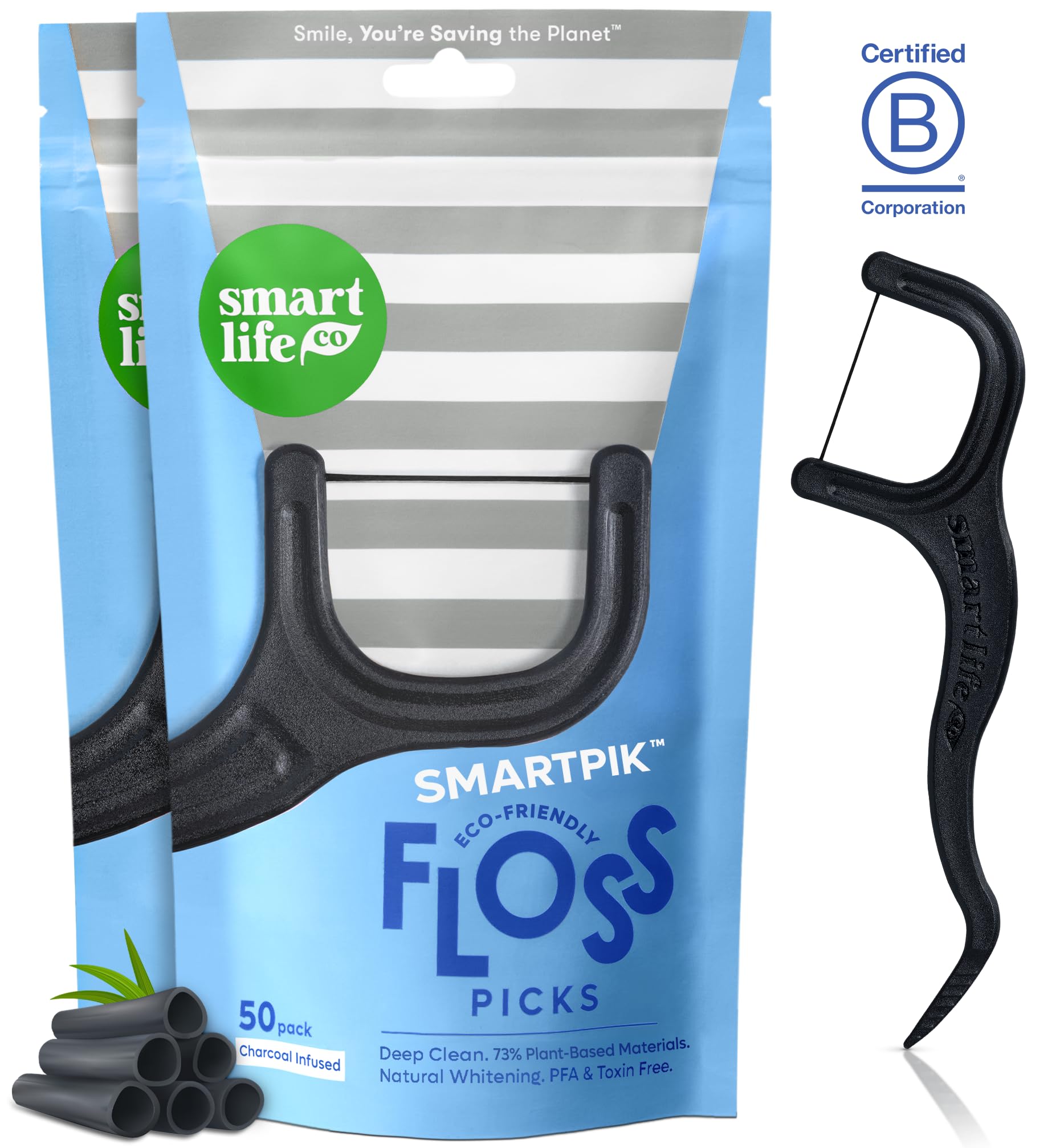 SmartLifeco eco-friendly dental floss picks 100ct box