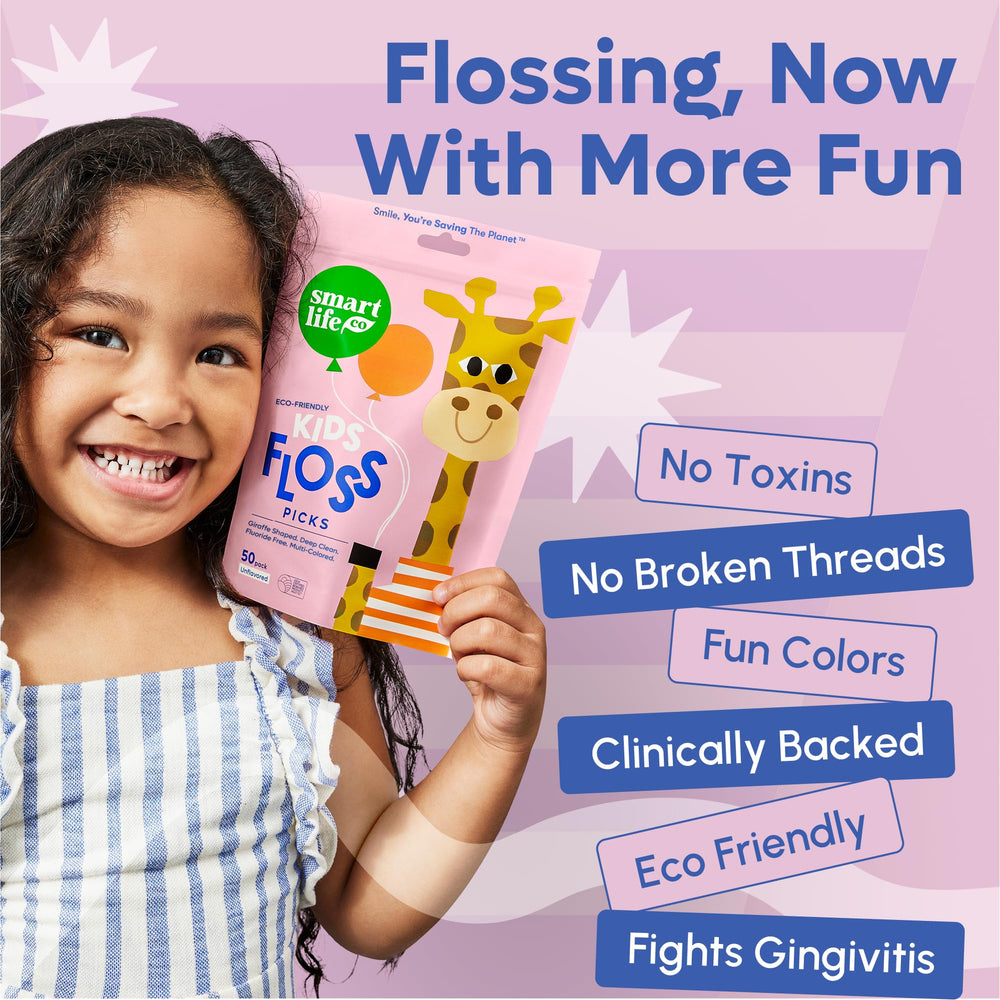Colorful giraffe-shaped floss picks