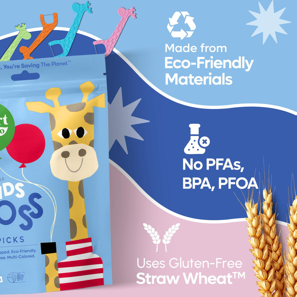 Unflavored vegan floss sticks for children