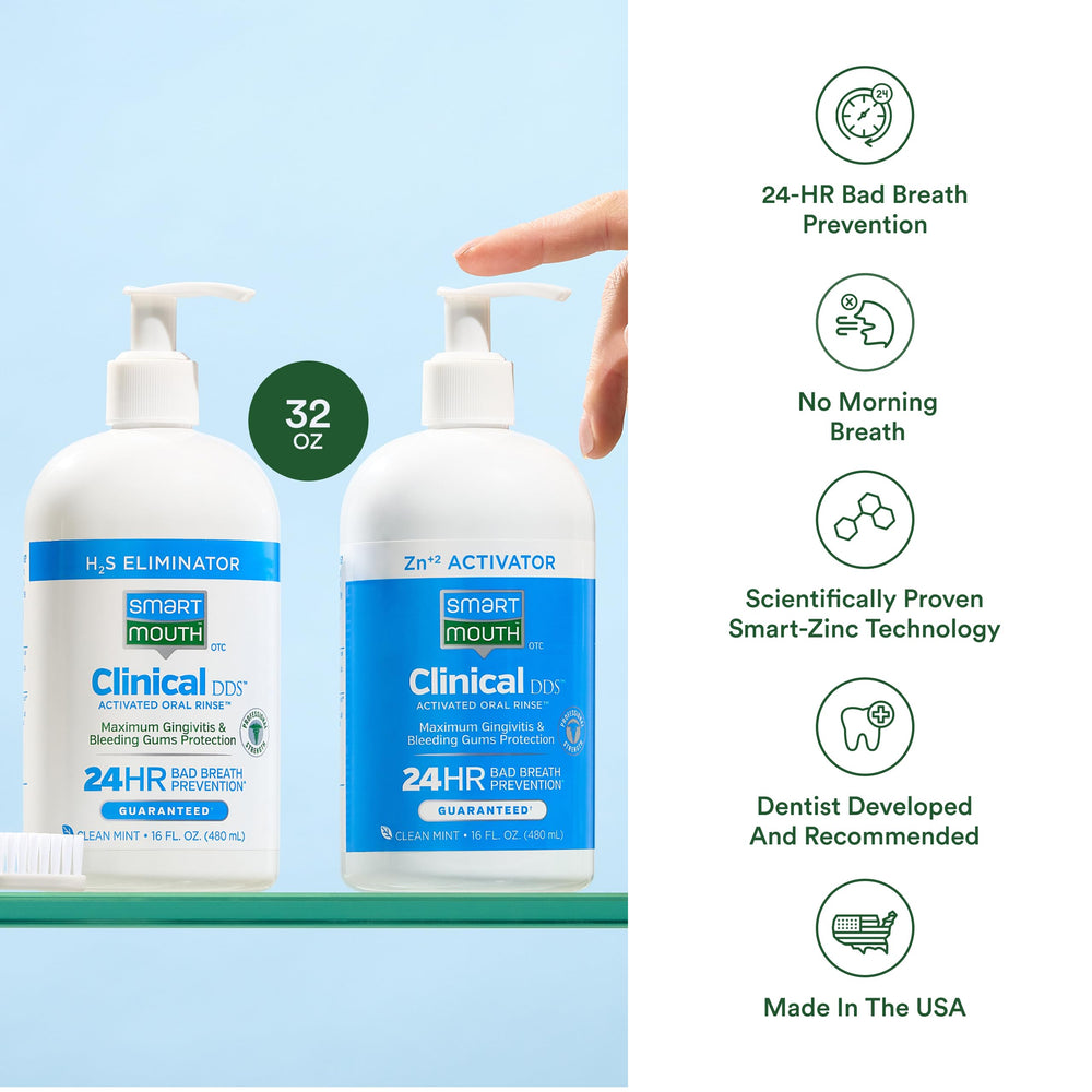 Two 16 oz bottles with pumps for SmartMouth mouthwash