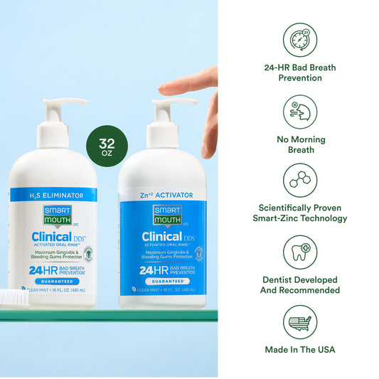 Two 16 oz bottles with pumps for SmartMouth mouthwash