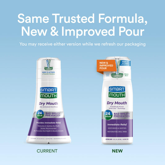 SmartMouth Activated Dry Mouth Mouthwash 16 oz 2-pack back label