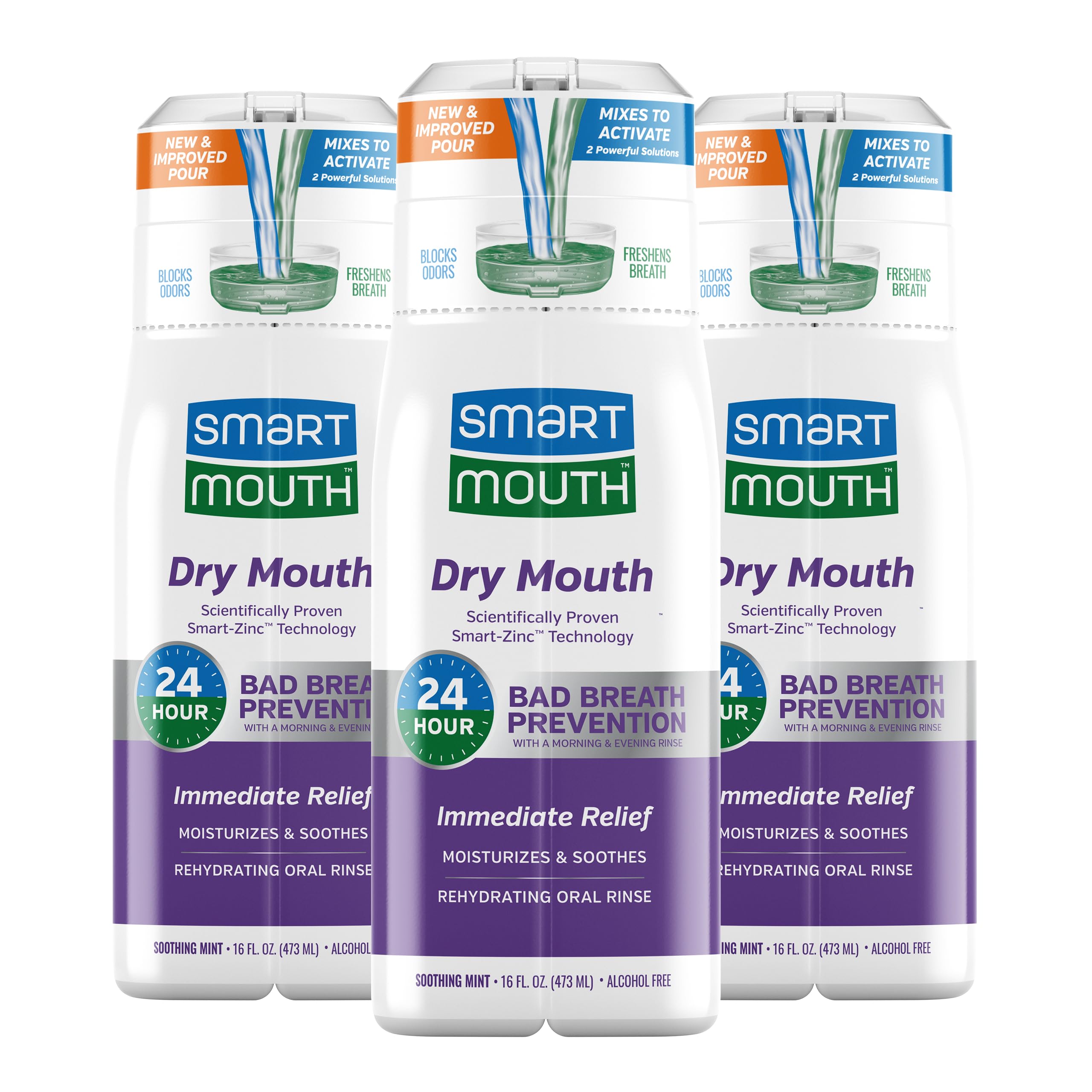 SmartMouth Activated Dry Mouth Mouthwash Mint 16 oz bottle – front view