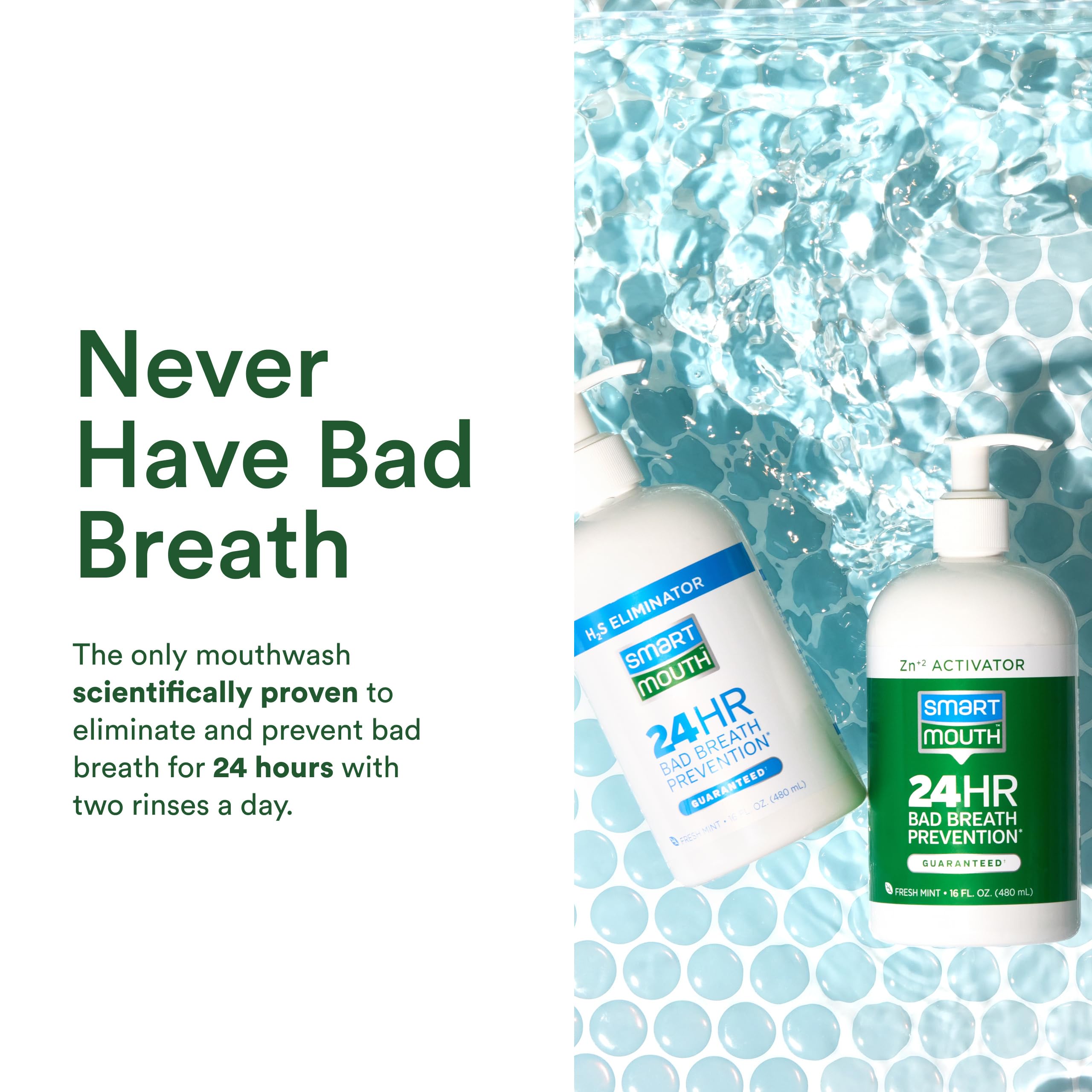 Alcohol-free mouthwash label indicating no burning sensation