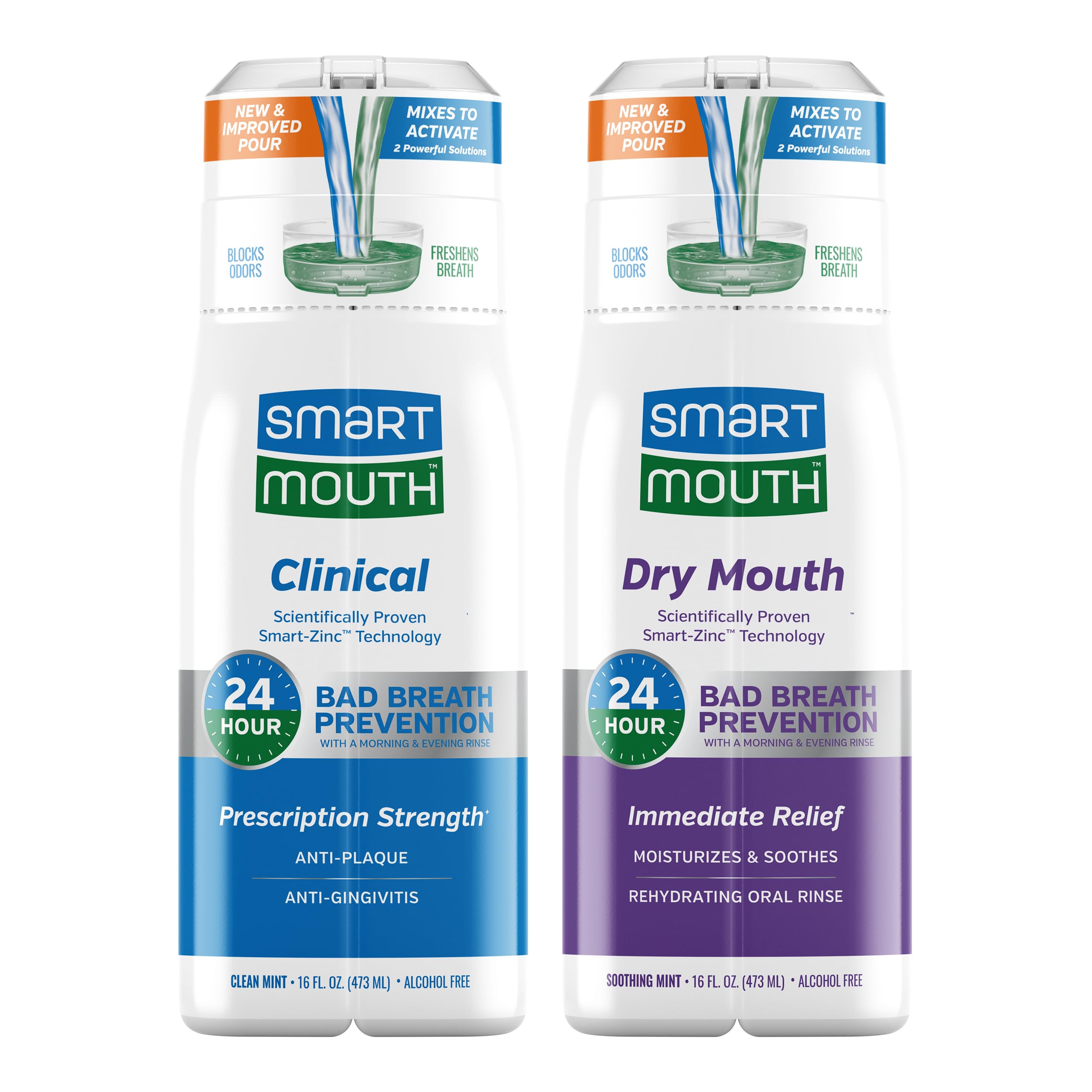 Front view of SmartMouth Dry Mouth Activated Mouthwash 16 oz bottle
