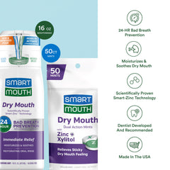 SmartMouth dry mouth activated oral rinse bottle, 16 oz, back view