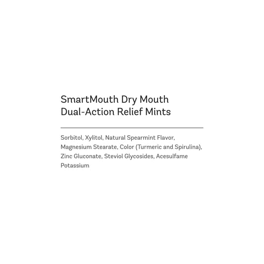 Close-up of SmartMouth Dry Mouth Mints in Mellow Mint flavor