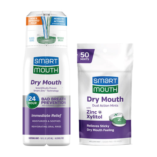 SmartMouth dry mouth mints in mellow mint flavor, 50 count, front view