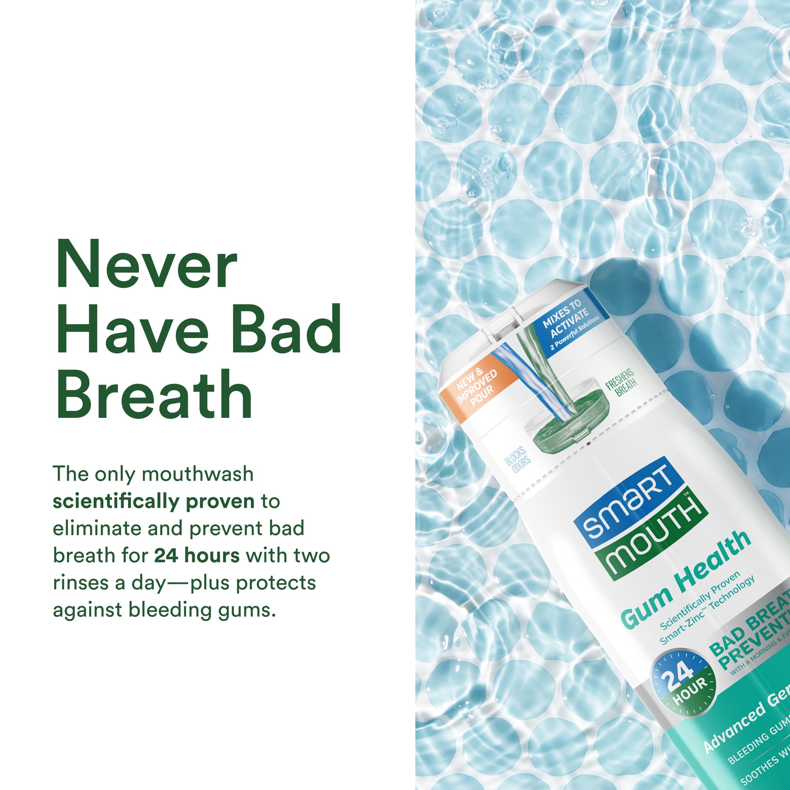 Mouthwash bottle with mint label and 16 fl oz capacity