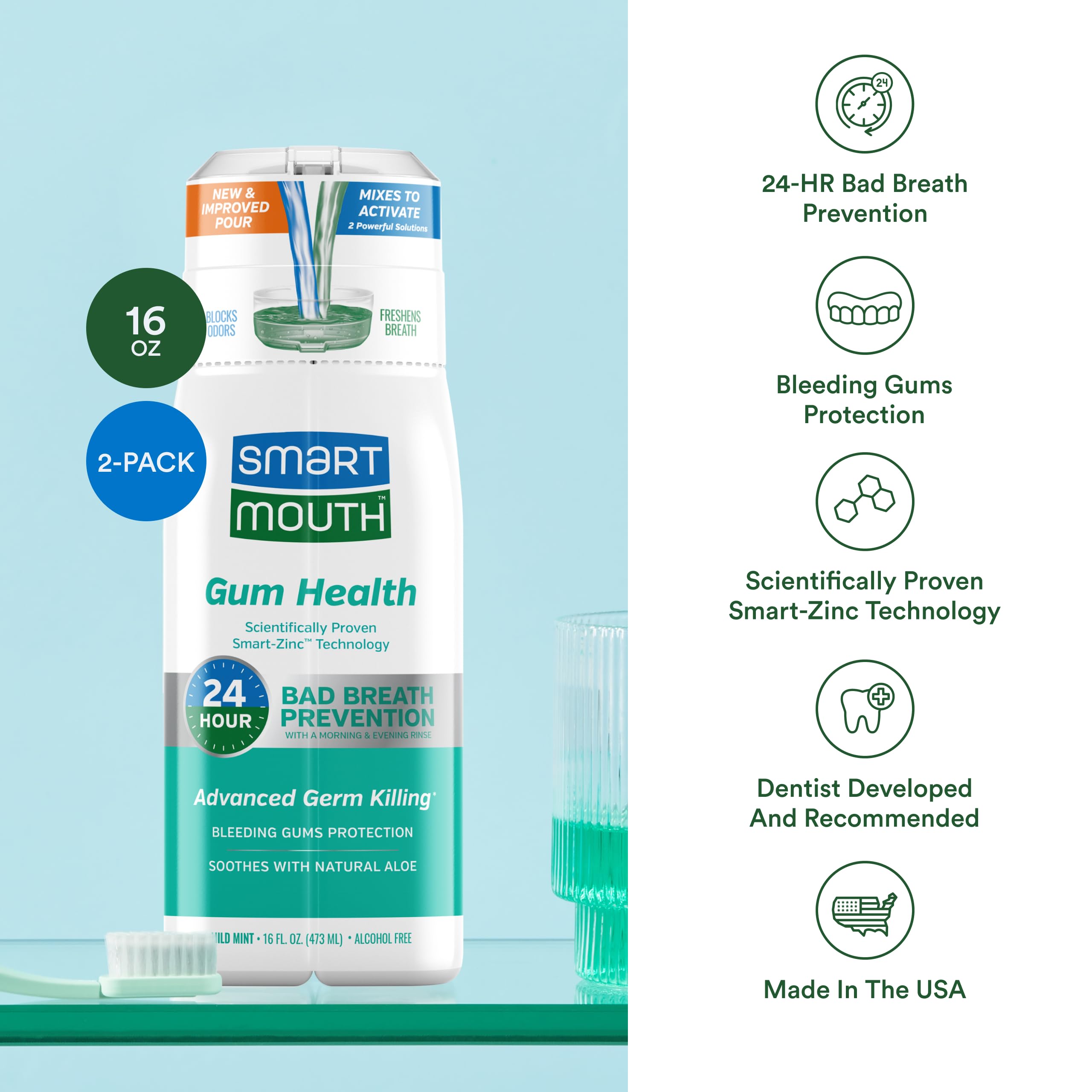 Ingredients highlight showing zinc ion formula and aloe