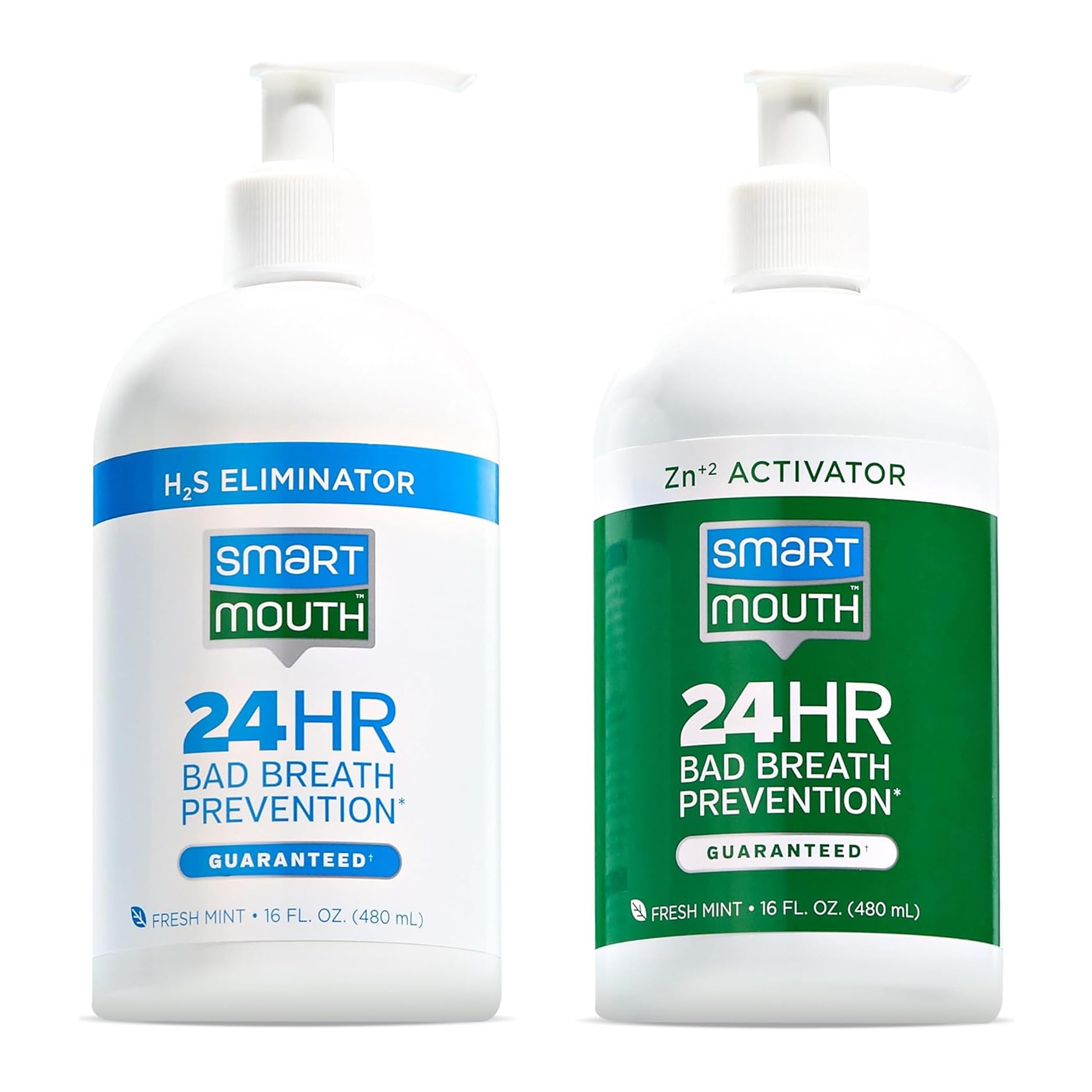 SmartMouth Original 2-Bottle Activated Mouthwash with Pumps, 32 oz, front view