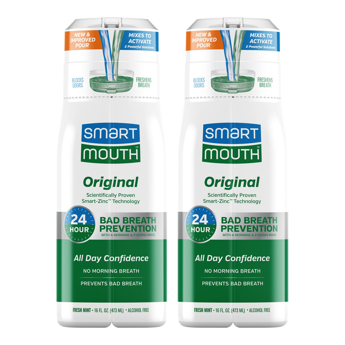 SmartMouth Original Activated Mouthwash 16 oz two-pack front view