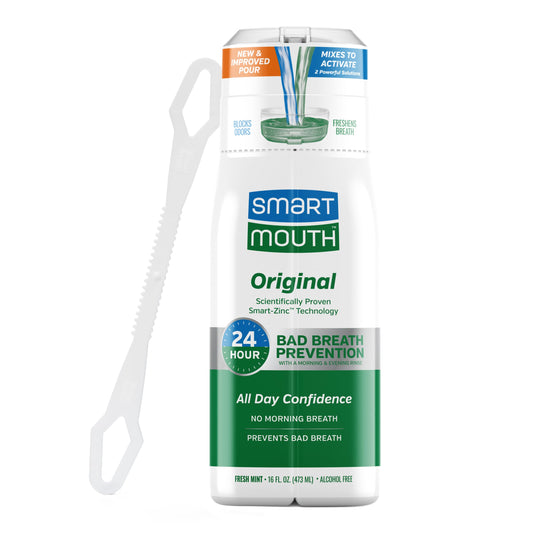 SmartMouth Original Activated Mouthwash bottle with mint label