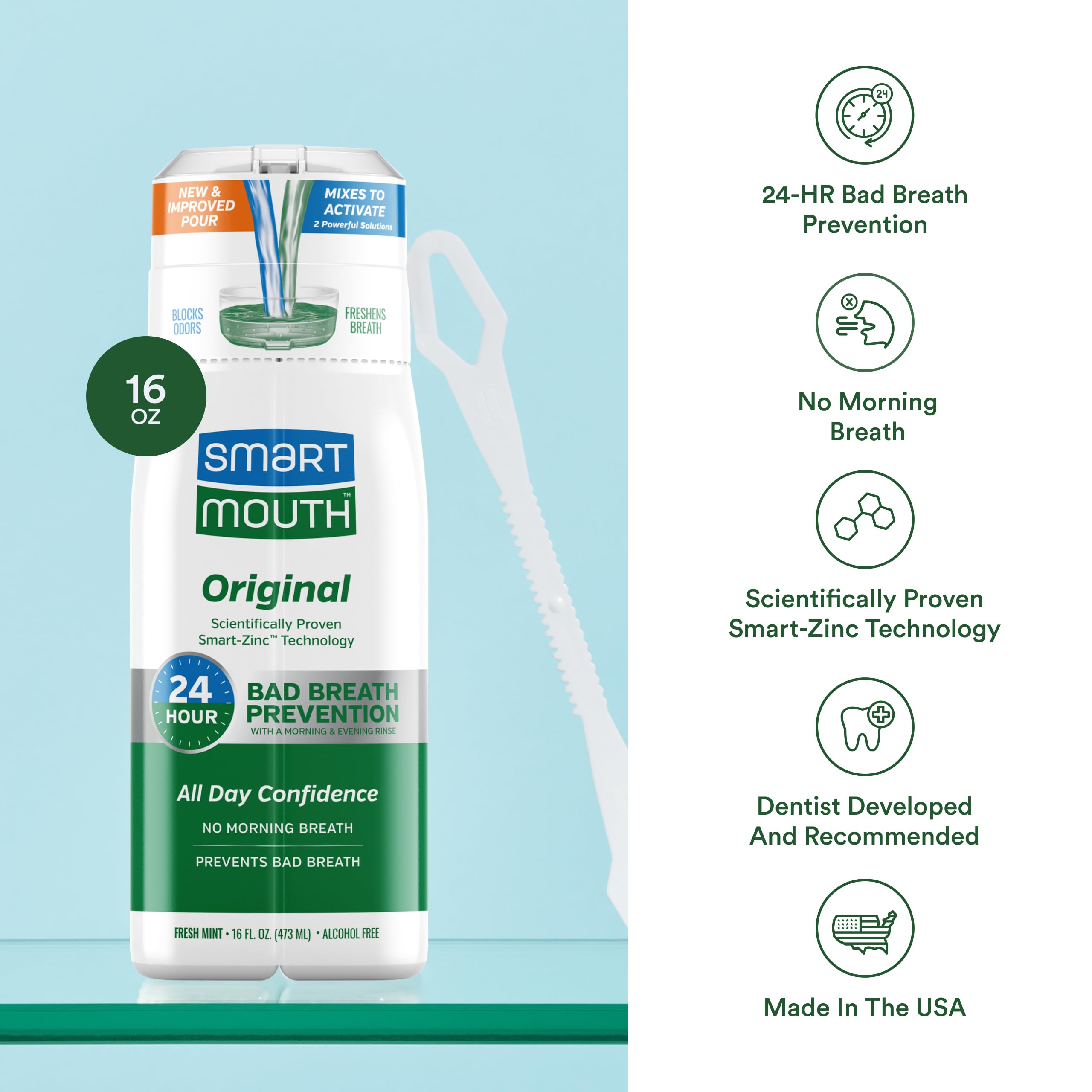 Tongue cleaner tool included with SmartMouth kit