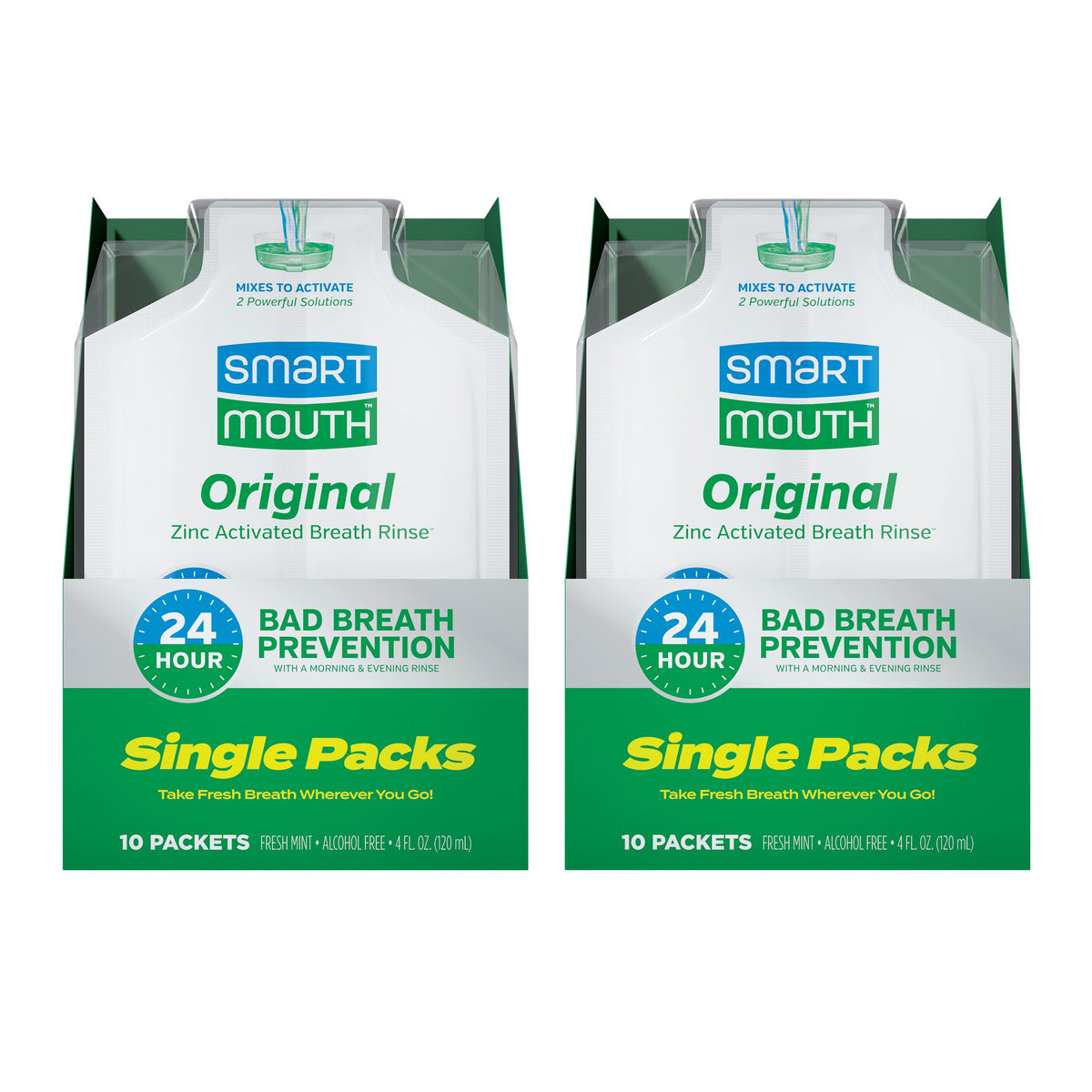 SmartMouth Original Activated Mouthwash travel single pack with Fresh Mint flavor