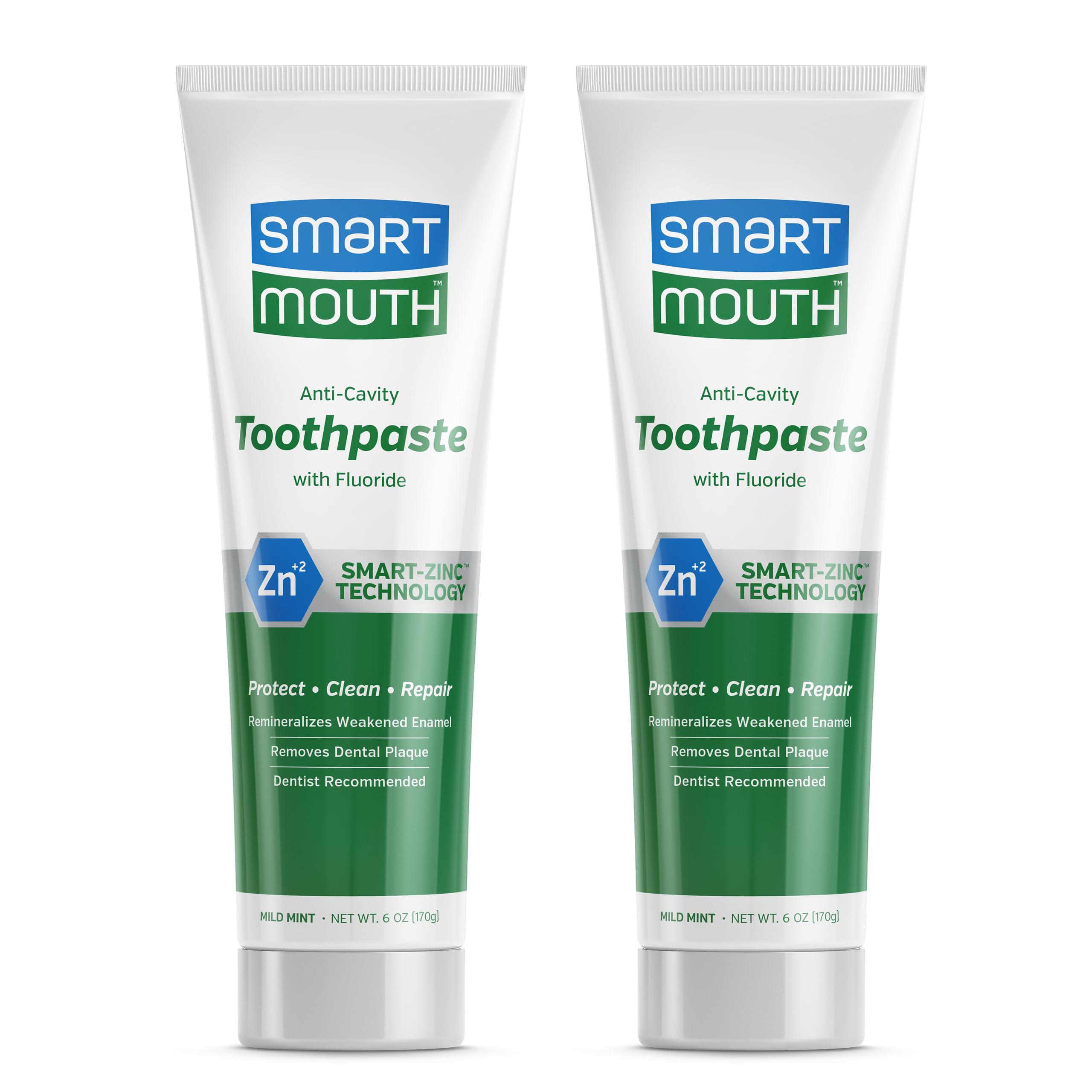 SmartMouth Premium Zinc Ion Toothpaste 6 oz 2-pack front view