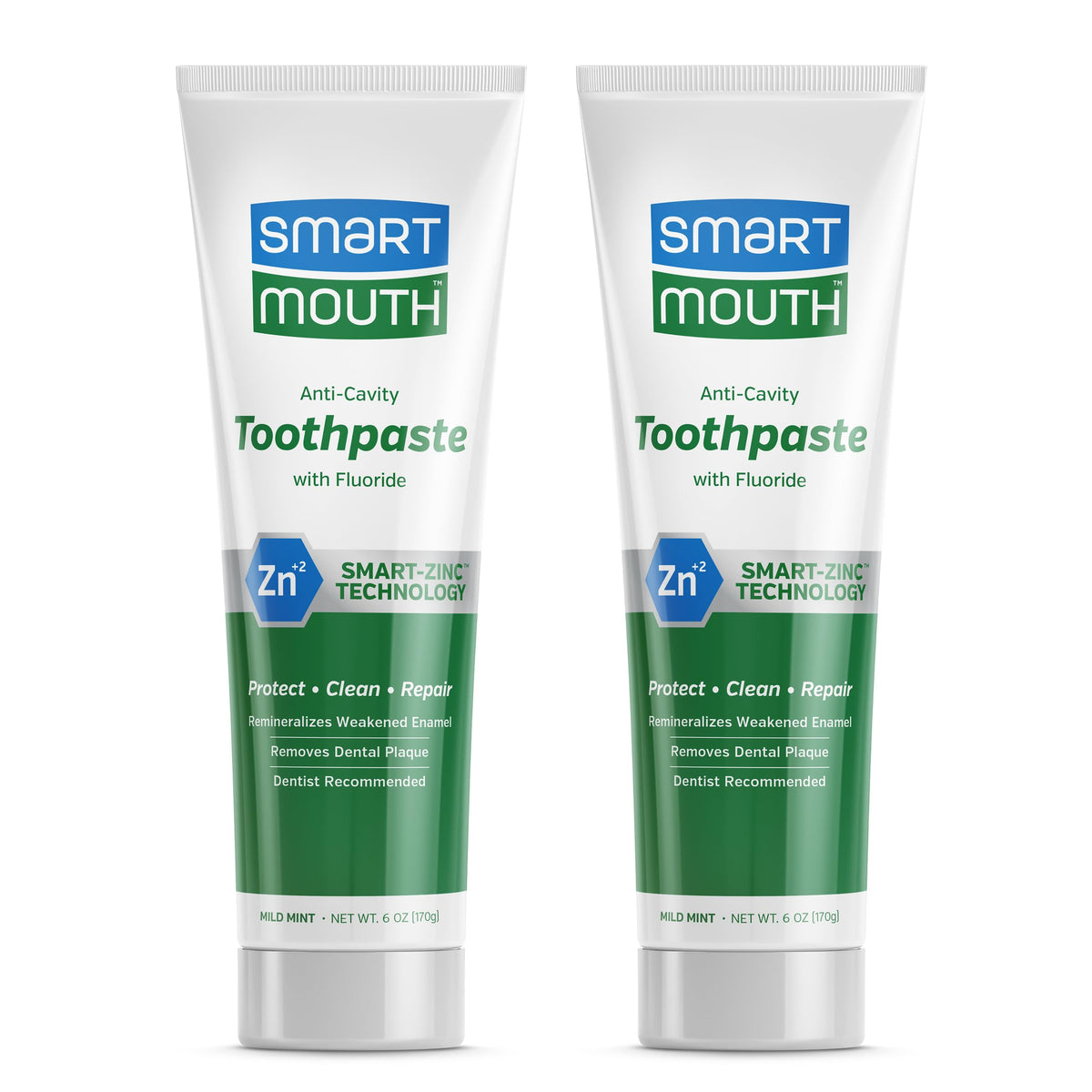 SmartMouth Premium Zinc Ion Toothpaste 6 oz 2-pack front view