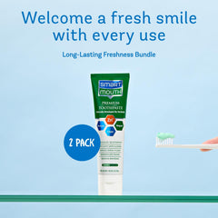Toothpaste tube close-up showing mint flavor and zinc ion technology