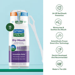 SmartMouth tongue cleaner tool beside the bottle
