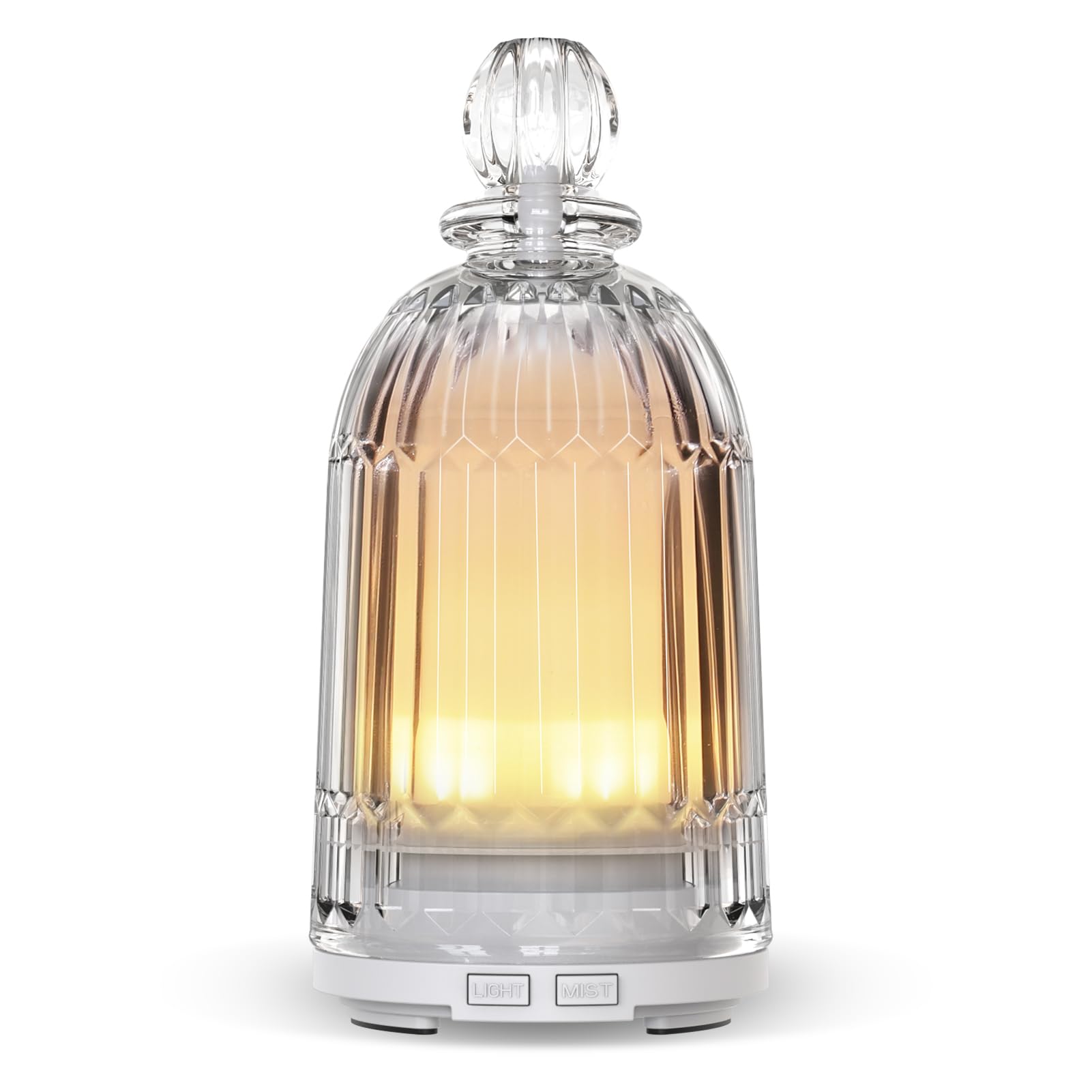 Smartwell glass essential oil diffuser close-up showing white bottom and 120ml capacity