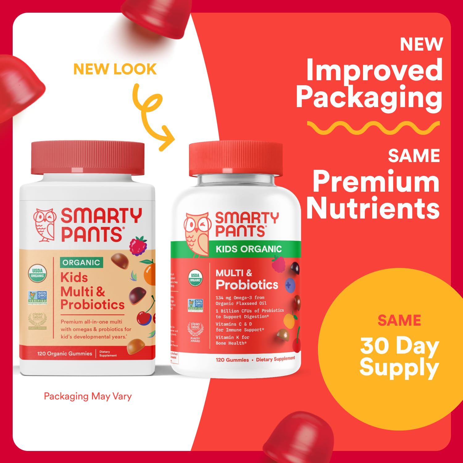 Ingredients list for SmartyPants Organic Kids Multivitamin Gummies