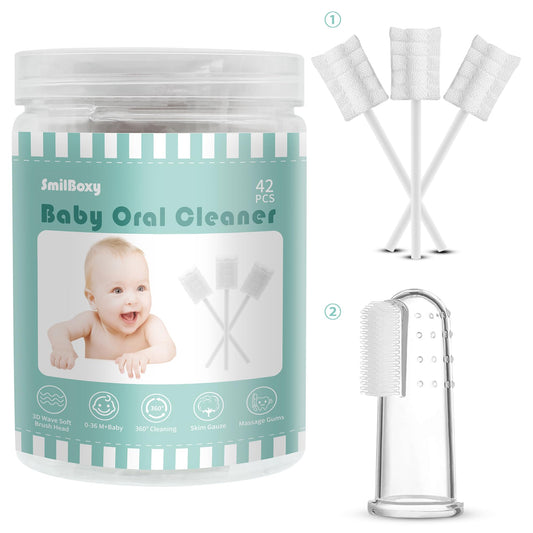 SmilBoxy 42-piece baby tongue cleaner kit with box