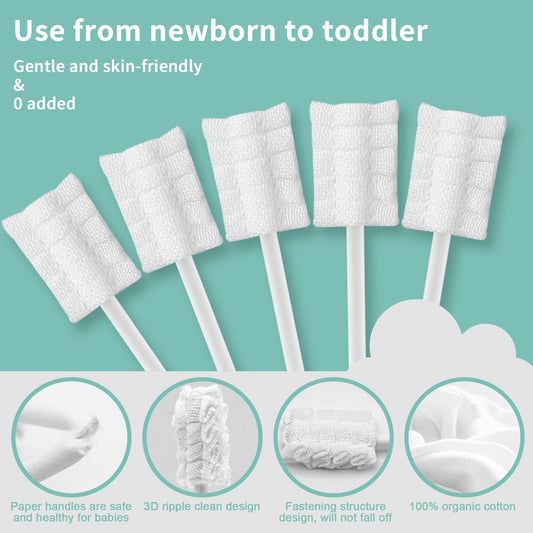 Close-up of small-head baby finger toothbrush with soft bristles