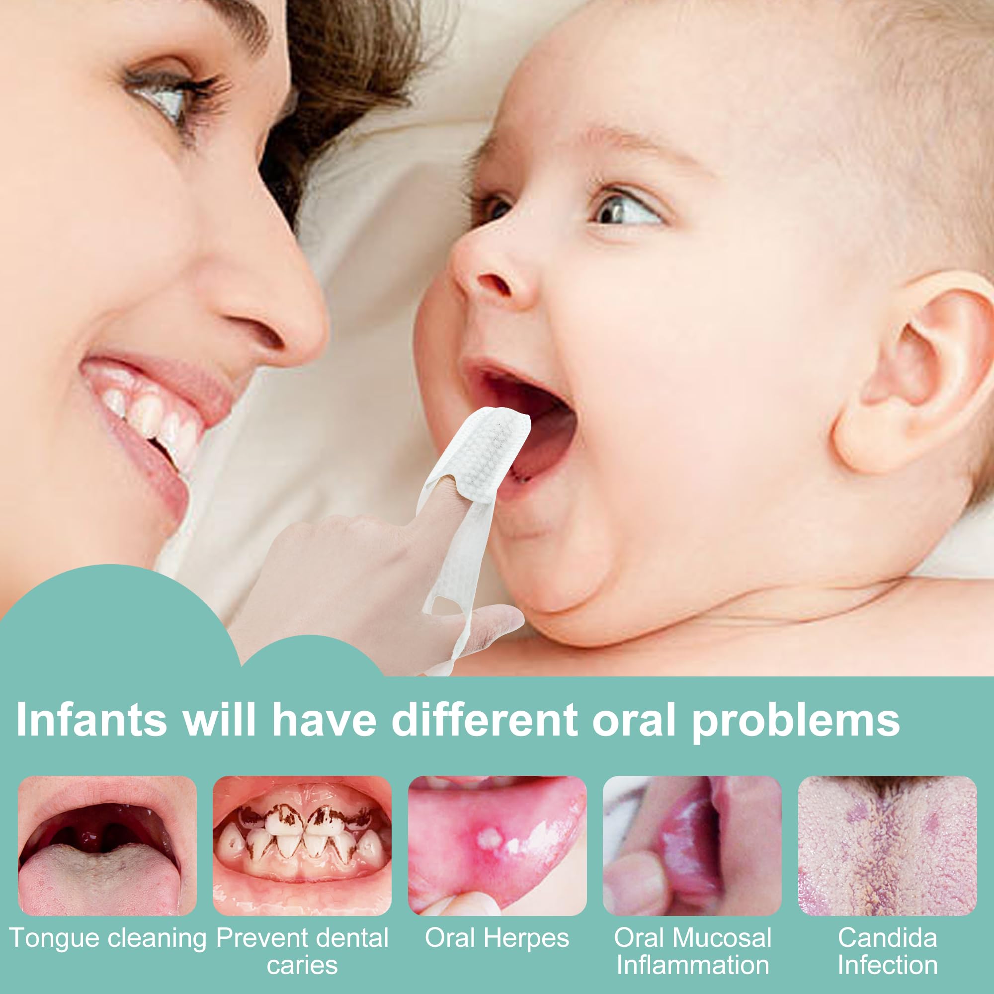 Disposable wipe for baby mouth cleaning