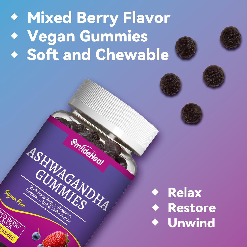 Berry flavored gummies with turmeric and vitamin icons