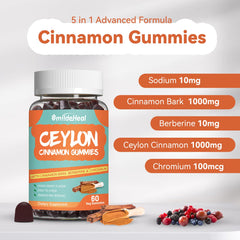 Ceylon cinnamon powder and chromium supplements arranged for display