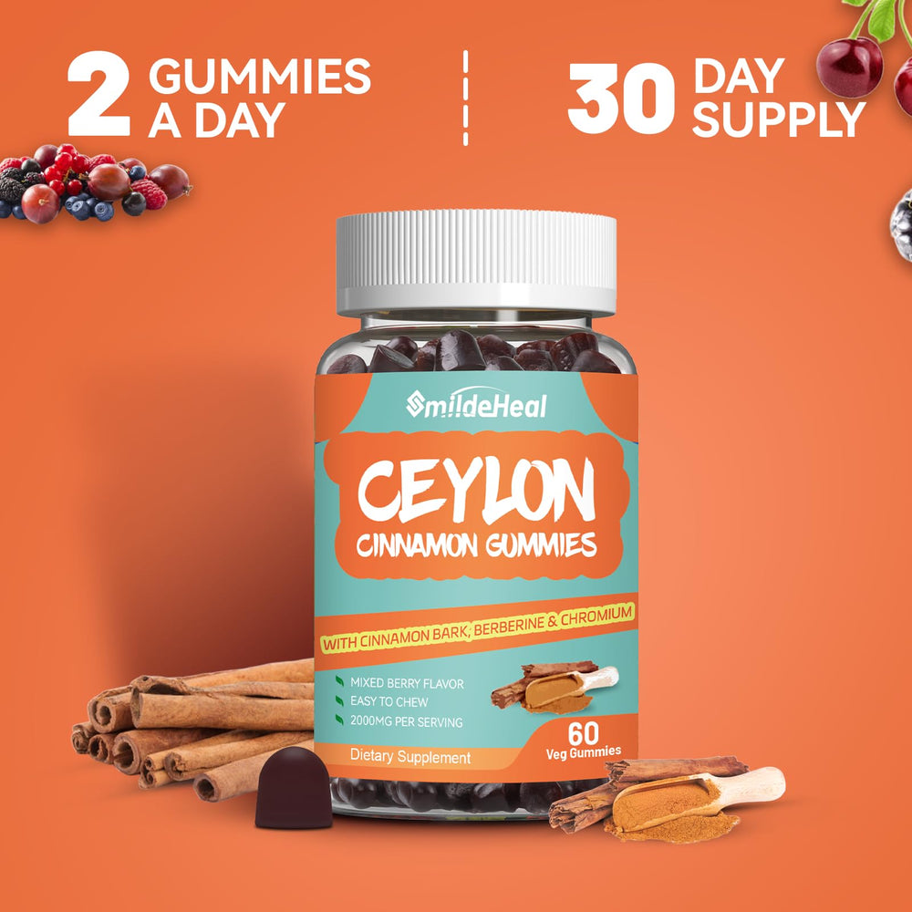 Concept image illustrating health benefits of cinnamon gummies